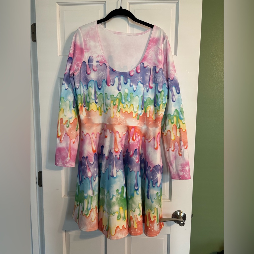 Blackmilk Unicornia Rainbow Drip Skater Dress - Picture 2 of 4